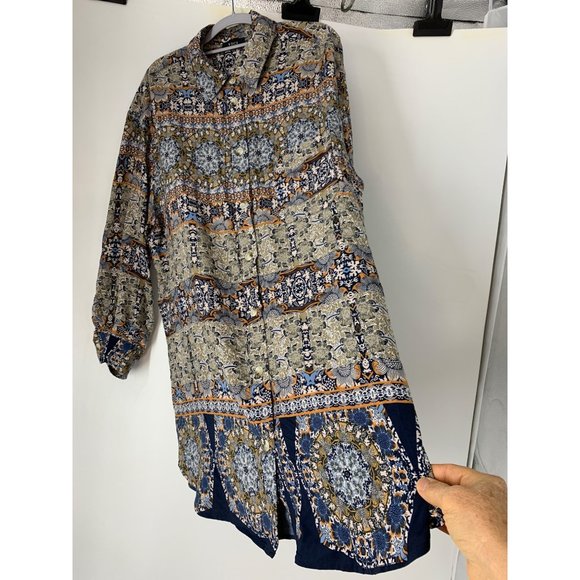 Vici Blue and Brown Patterned Dress - Picture 7 of 11